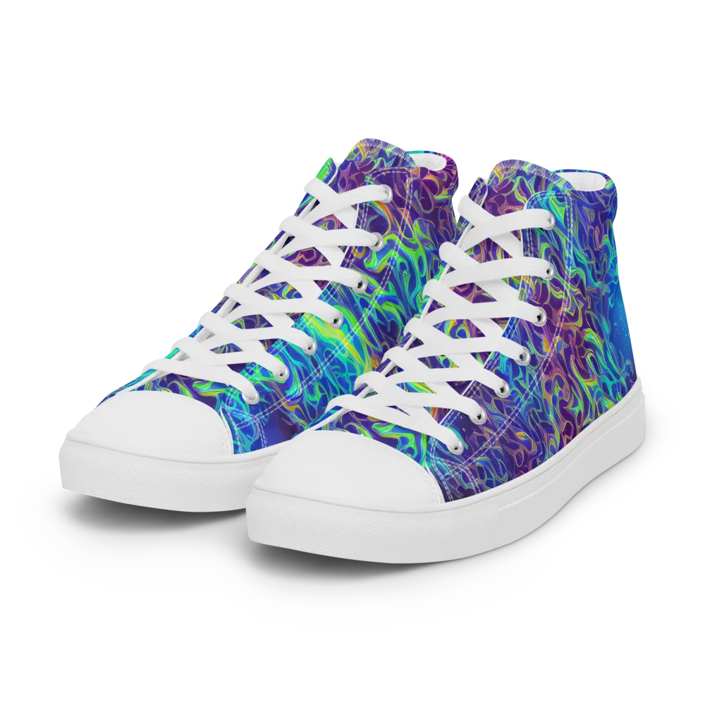 Electric Ether on Women's High Top Canvas Shoes — Left Front
