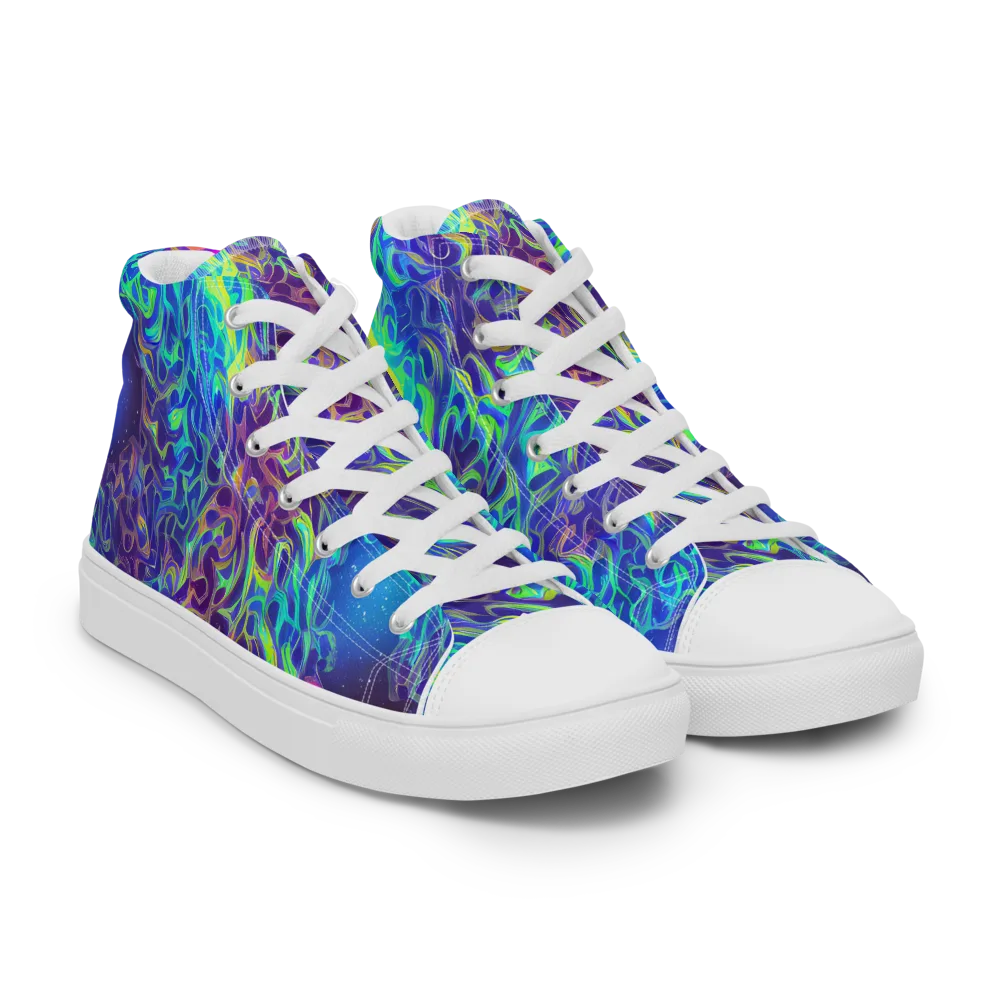 Electric Ether on Women's High Top Canvas Shoes — Right Front