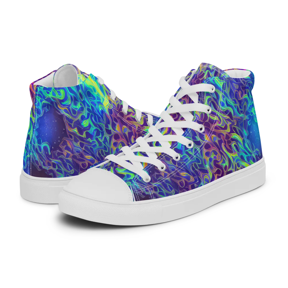 Electric Ether on Women's High Top Canvas Shoes — Left