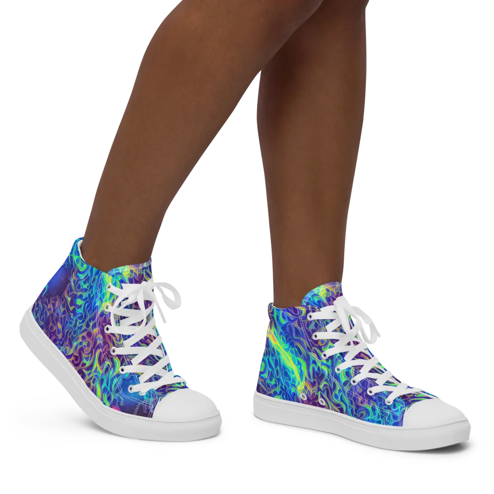 Electric Ether on Women's High Top Canvas Shoes — Right