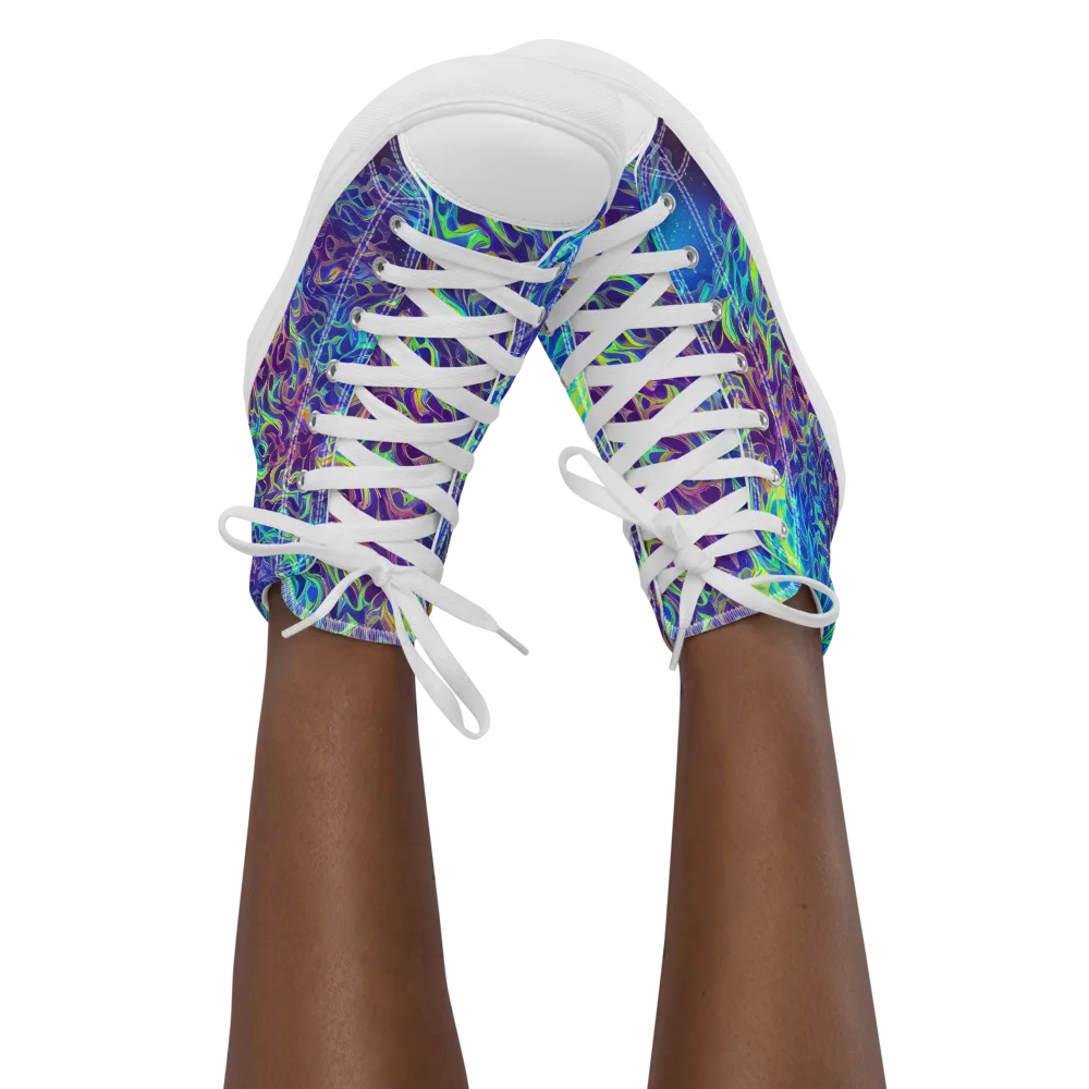 Electric Ether on Women's High Top Canvas Shoes — Front