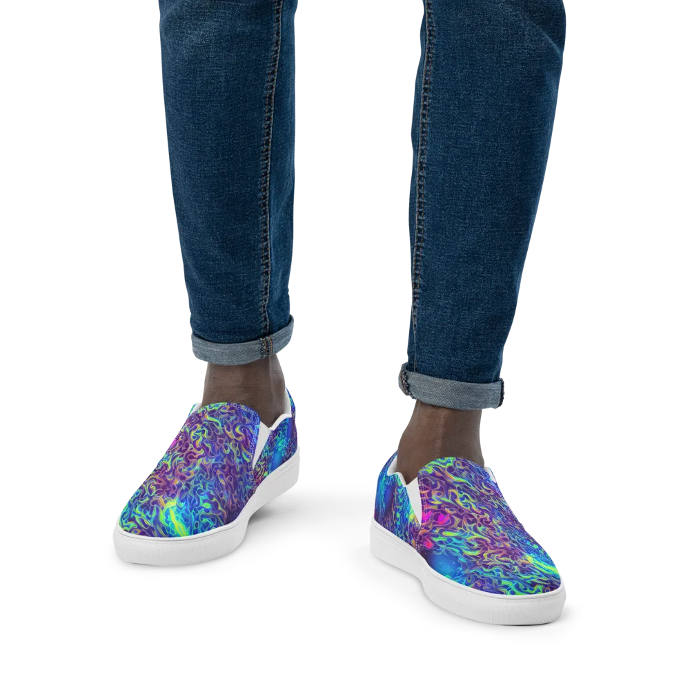 Electric Ether on Men's Slip-On Canvas Shoes — Front