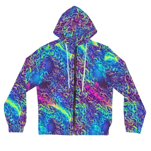 Electric Ether on a Women's Full-Zip Hoodie
