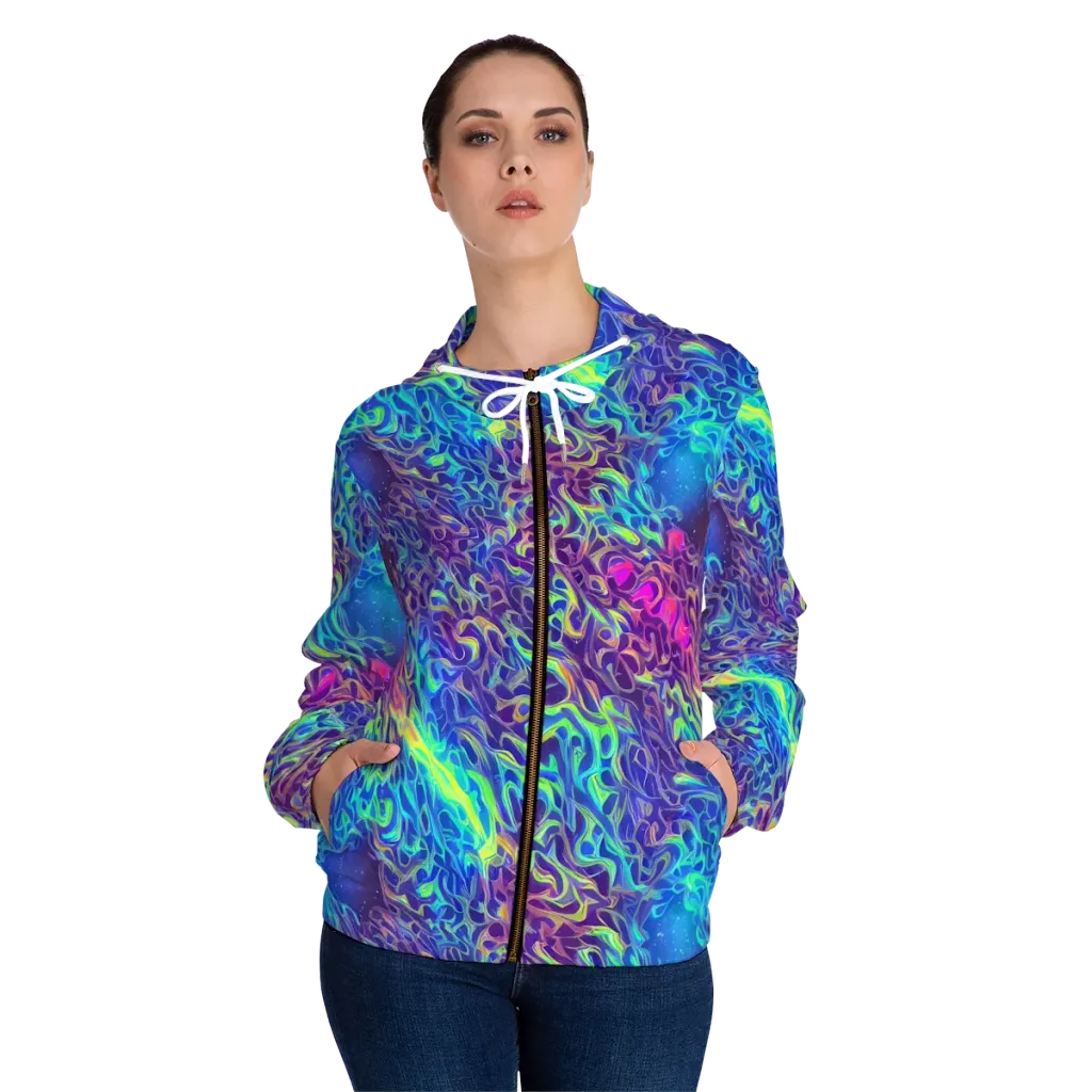 Electric Ether on Women's Full-Zip Hoodie — Front On Person