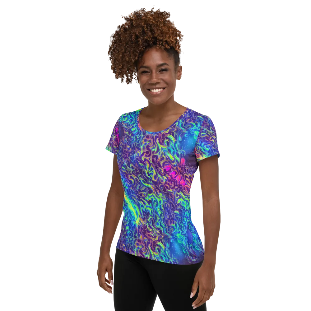 Electric Ether on Women's Athletic T-Shirt — Left