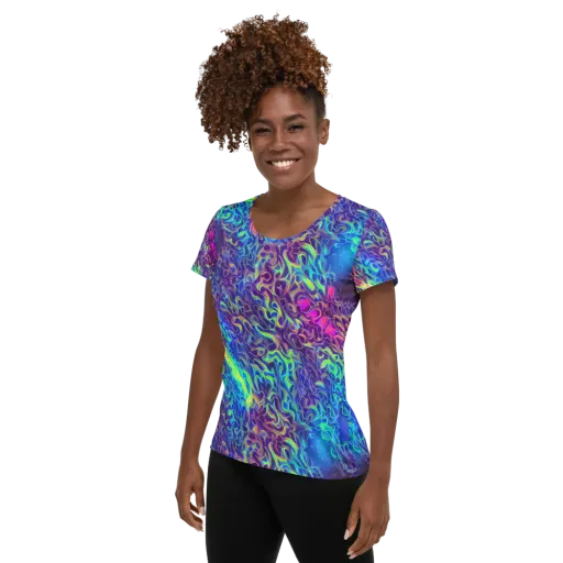 Electric Ether on a Women's Athletic T-Shirt