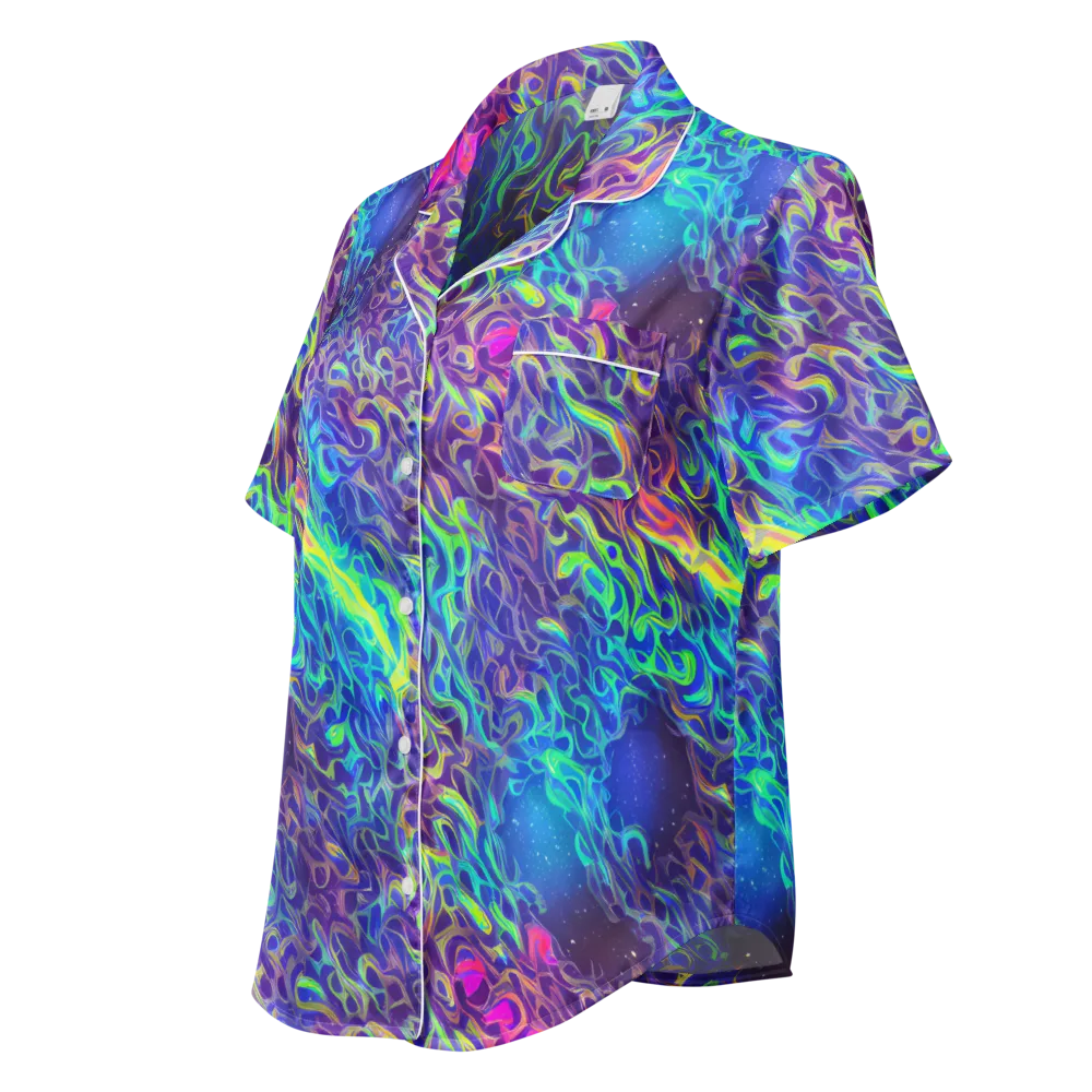 Electric Ether on Women's Short Sleeve Pajama Top — Left Front