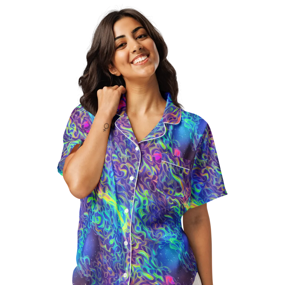 Electric Ether on Women's Short Sleeve Pajama Top — Front