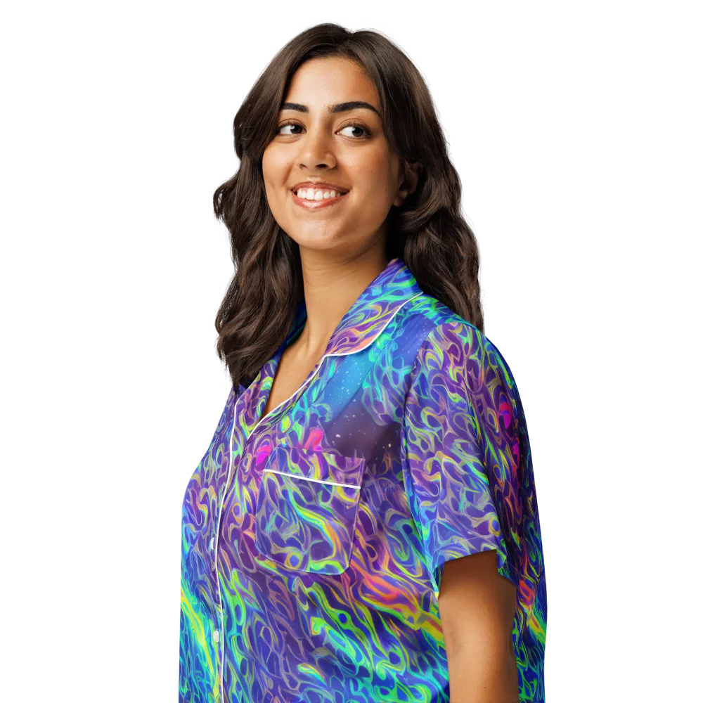 Electric Ether on Women's Short Sleeve Pajama Top — Left Front