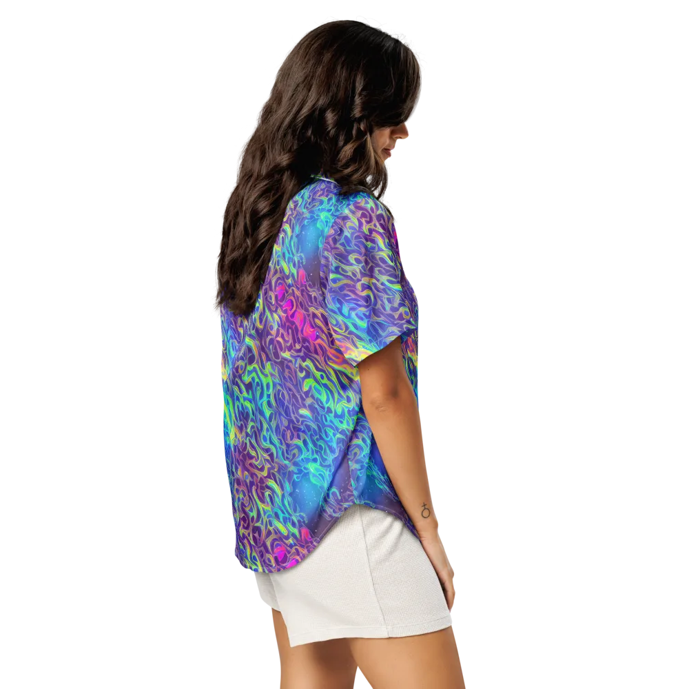 Electric Ether on Women's Short Sleeve Pajama Top — Right Back