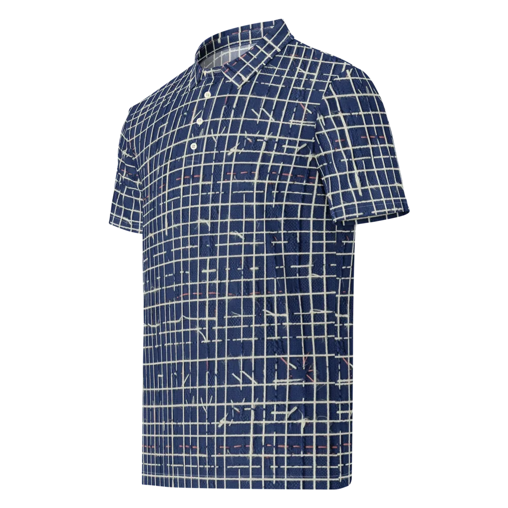 Indigo Threadwork on Men's Slim Fit Polo Shirt — Left Front