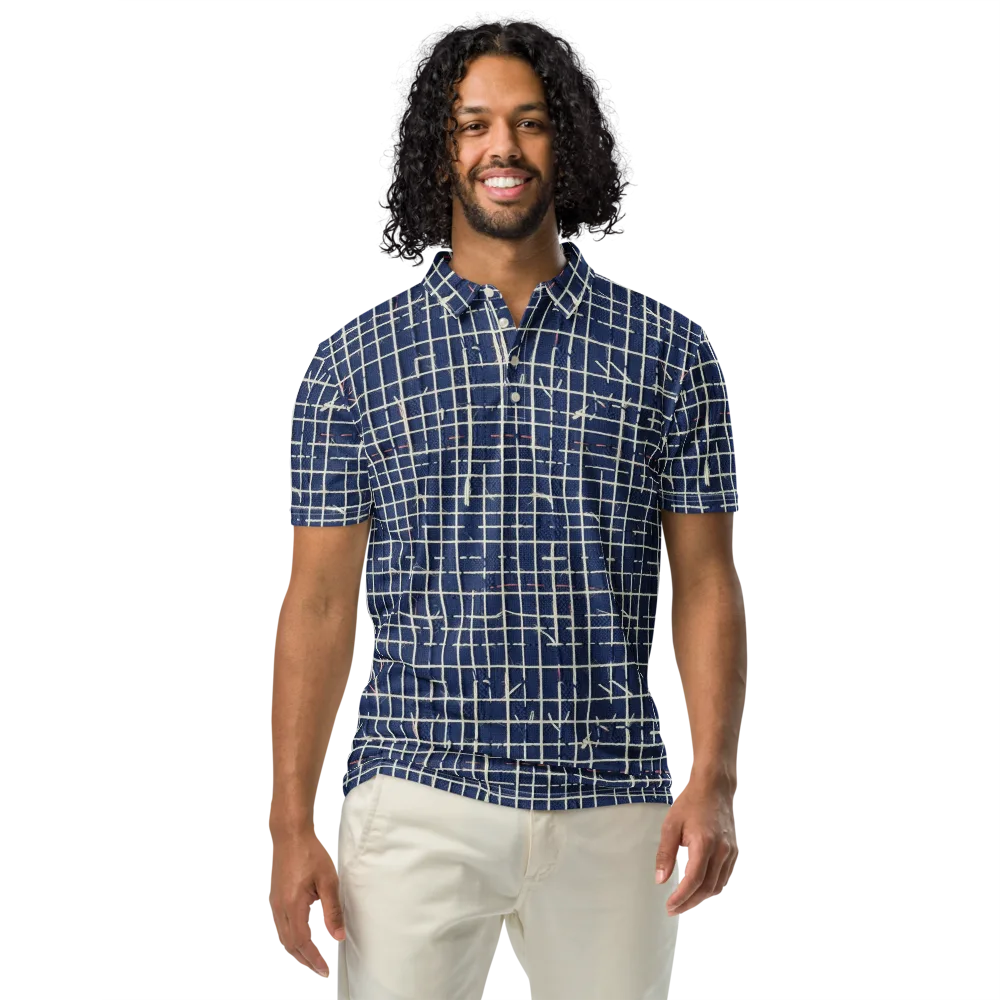 Indigo Threadwork on Men's Slim Fit Polo Shirt — Front