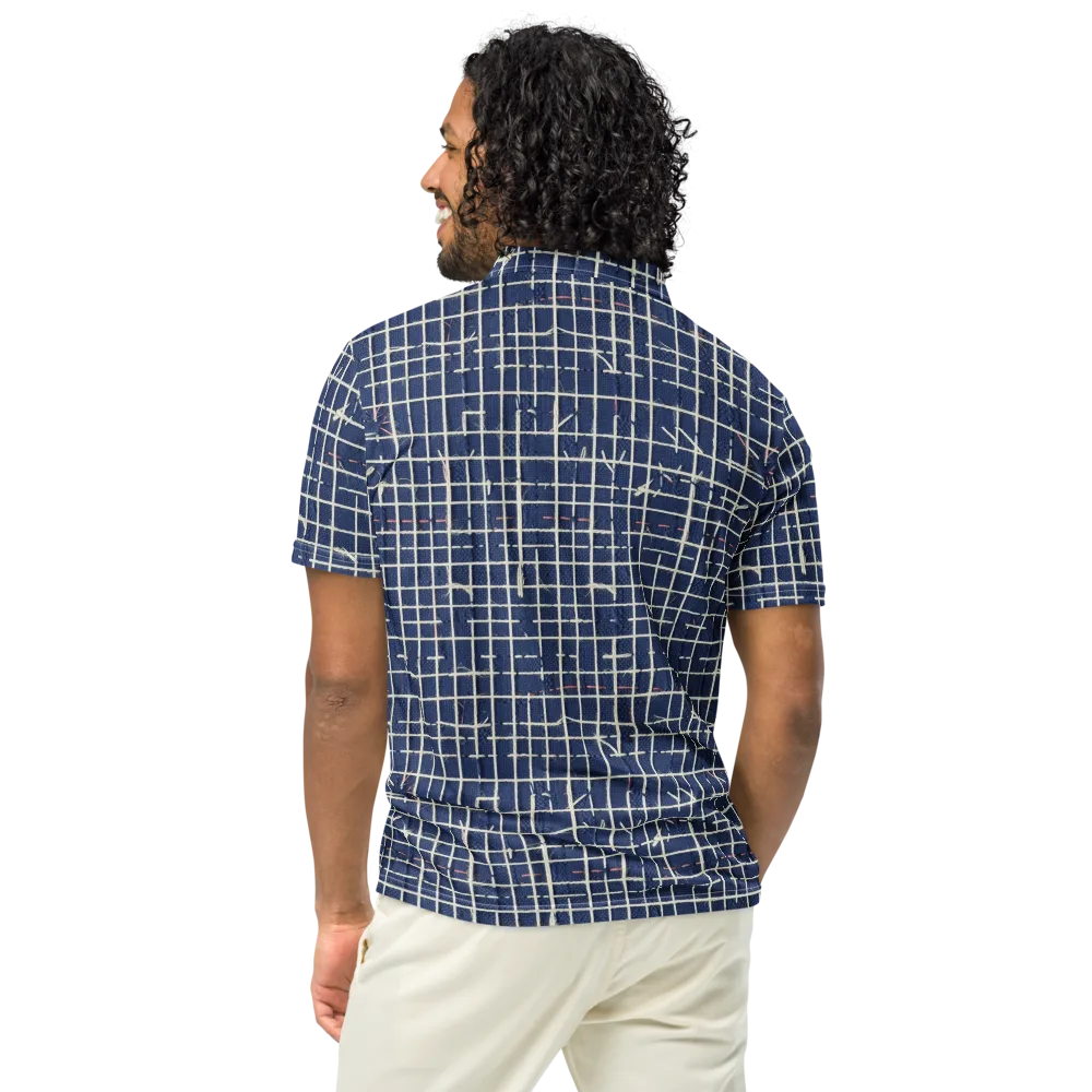 Indigo Threadwork on Men's Slim Fit Polo Shirt — Back