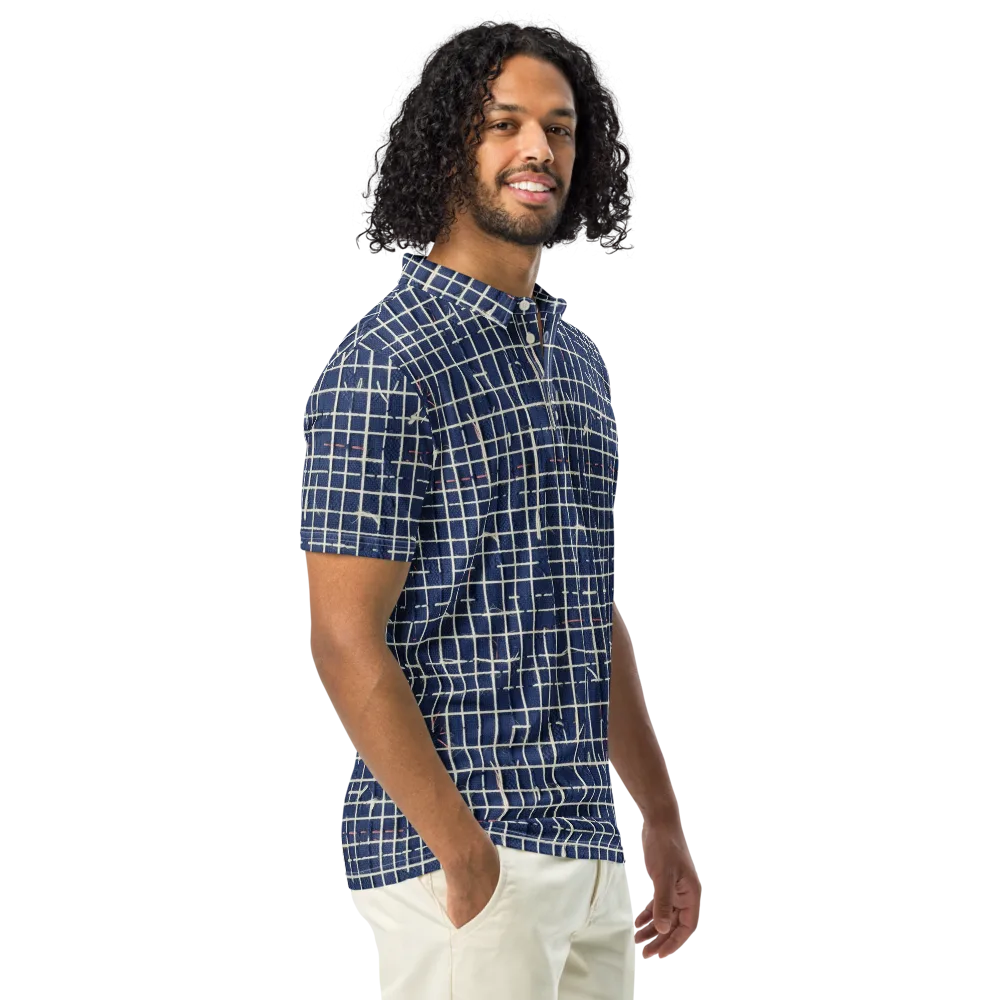 Indigo Threadwork on Men's Slim Fit Polo Shirt — Right Front