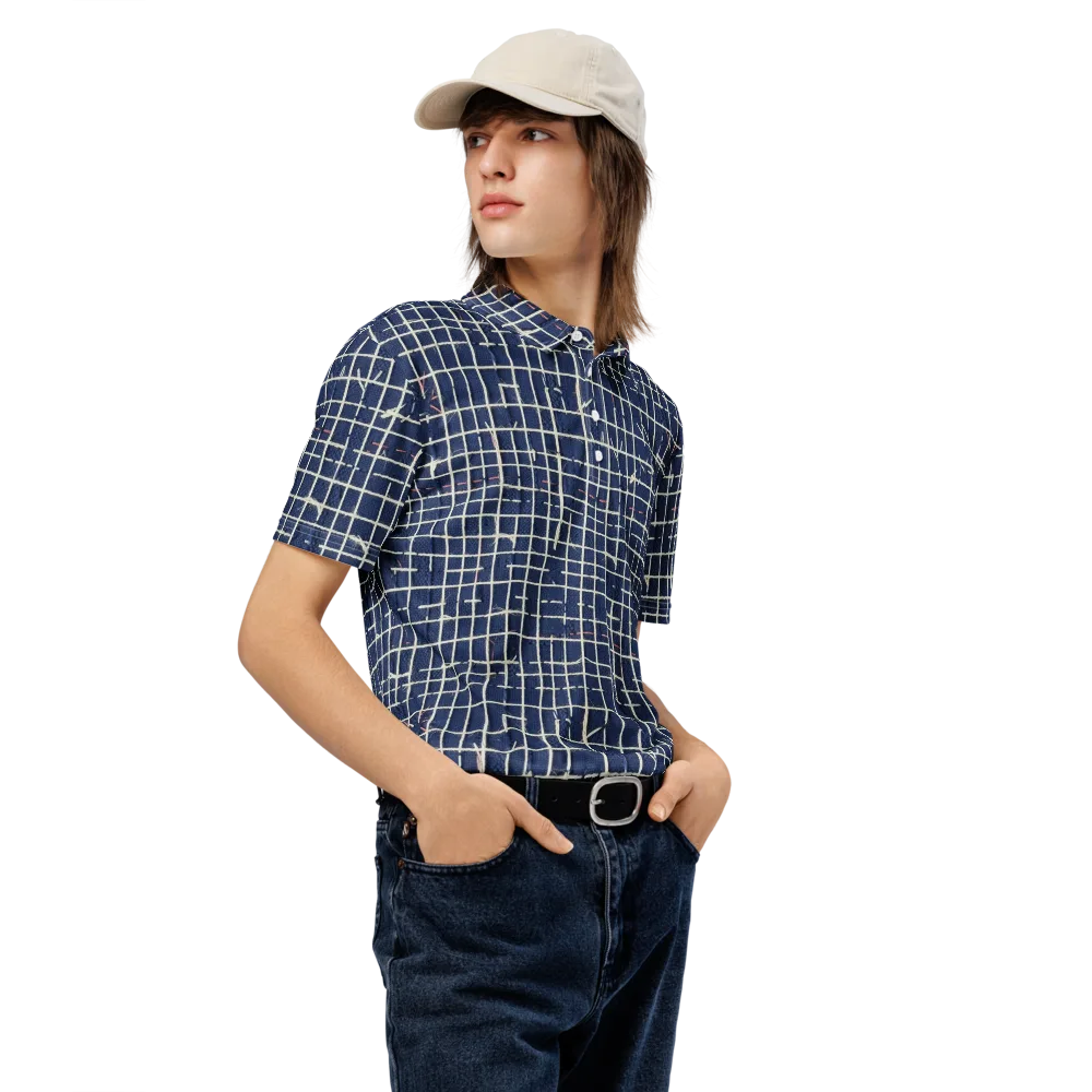 Indigo Threadwork on Men's Slim Fit Polo Shirt — Right Front