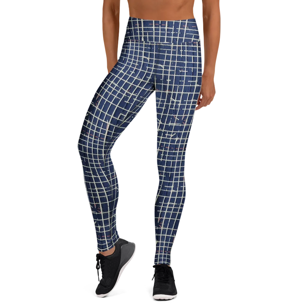 Indigo Threadwork on Yoga Leggings — Front