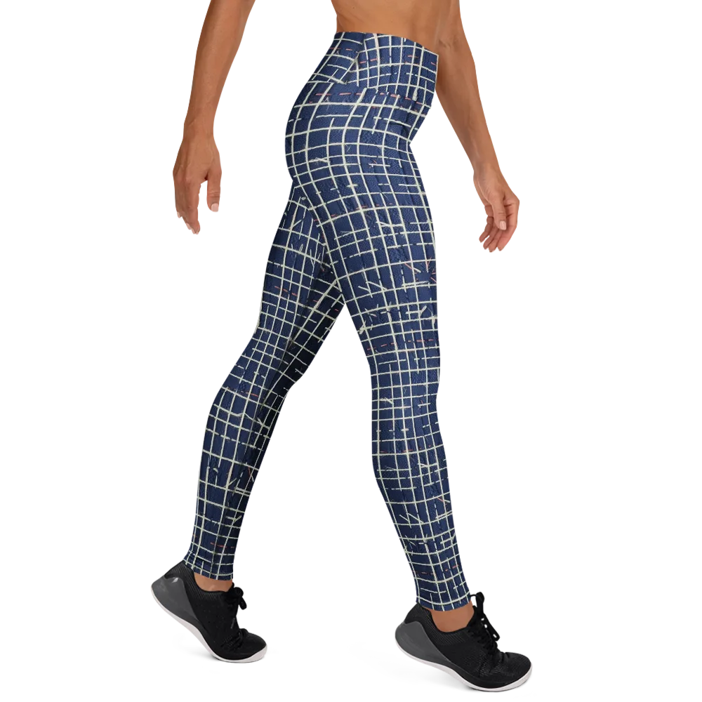 Indigo Threadwork on Yoga Leggings — Right
