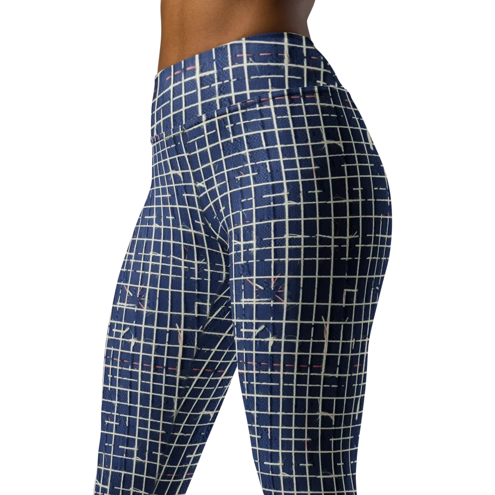 Indigo Threadwork on Yoga Leggings — Left Front