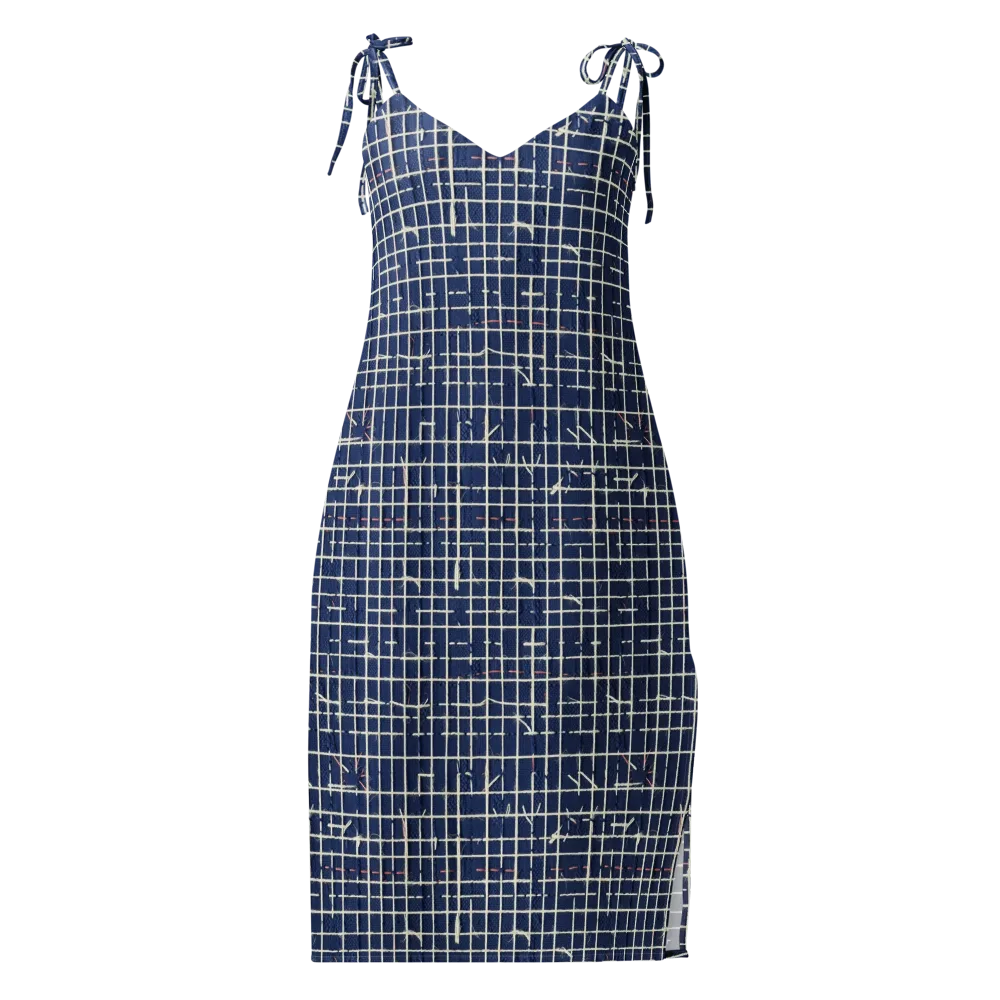 Indigo Threadwork on Slip Dress — Front