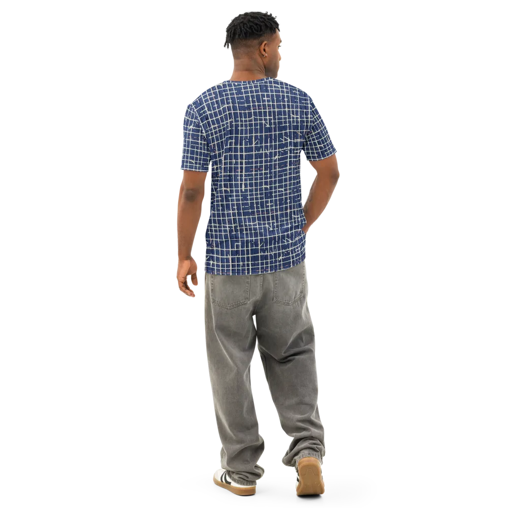 Indigo Threadwork on Men's Cotton Crew Neck T-Shirt — Back