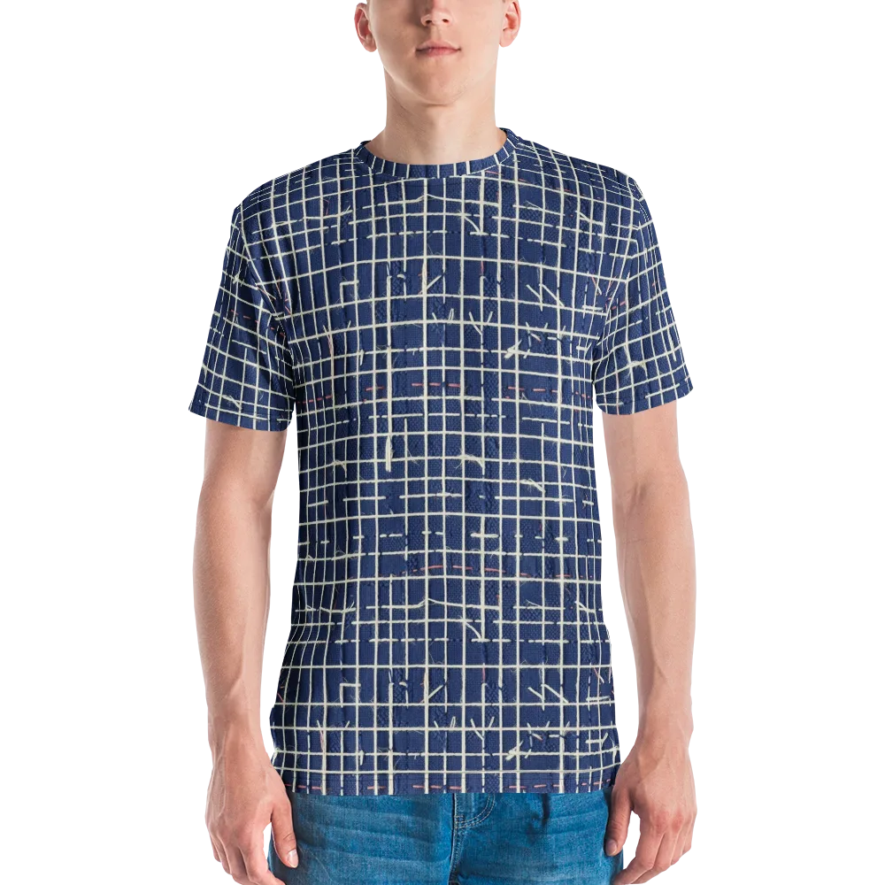 Indigo Threadwork on Men's Crew Neck T-Shirt — Front