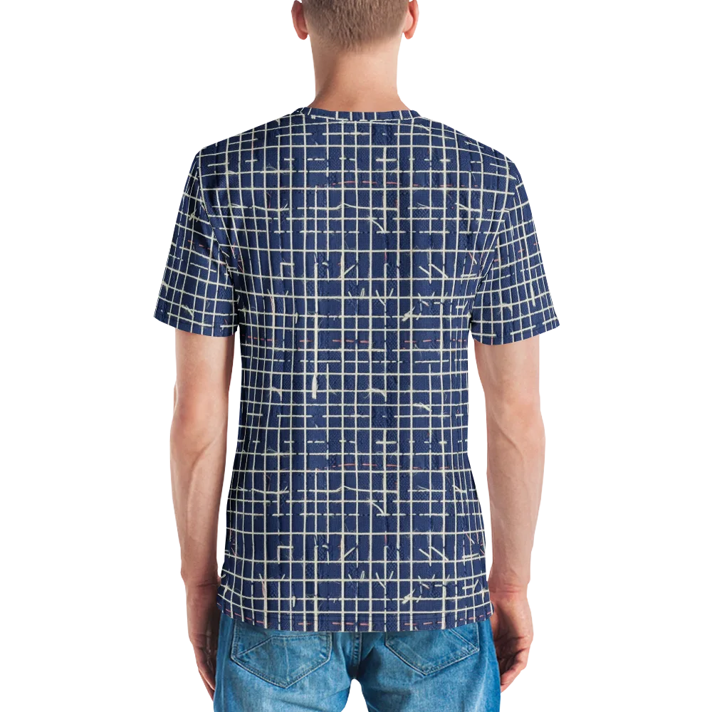 Indigo Threadwork on Men's Crew Neck T-Shirt — Back