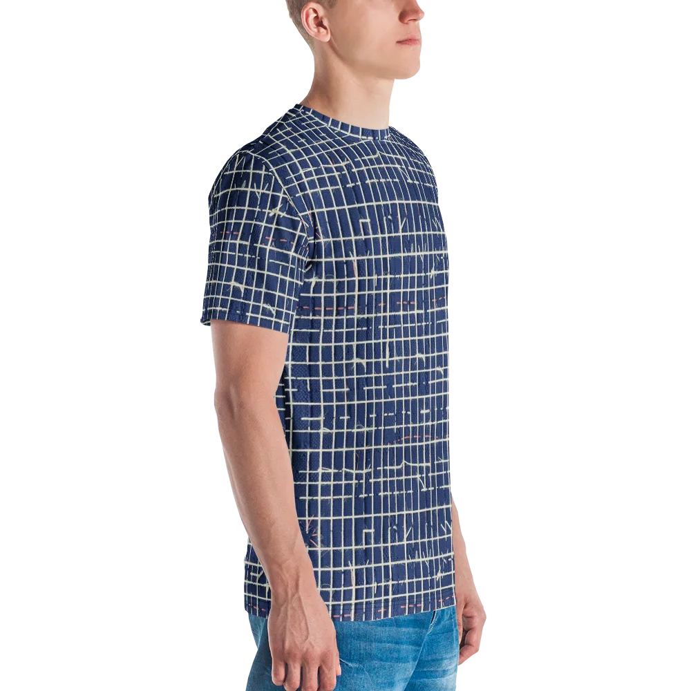 Indigo Threadwork on Men's Crew Neck T-Shirt — Right