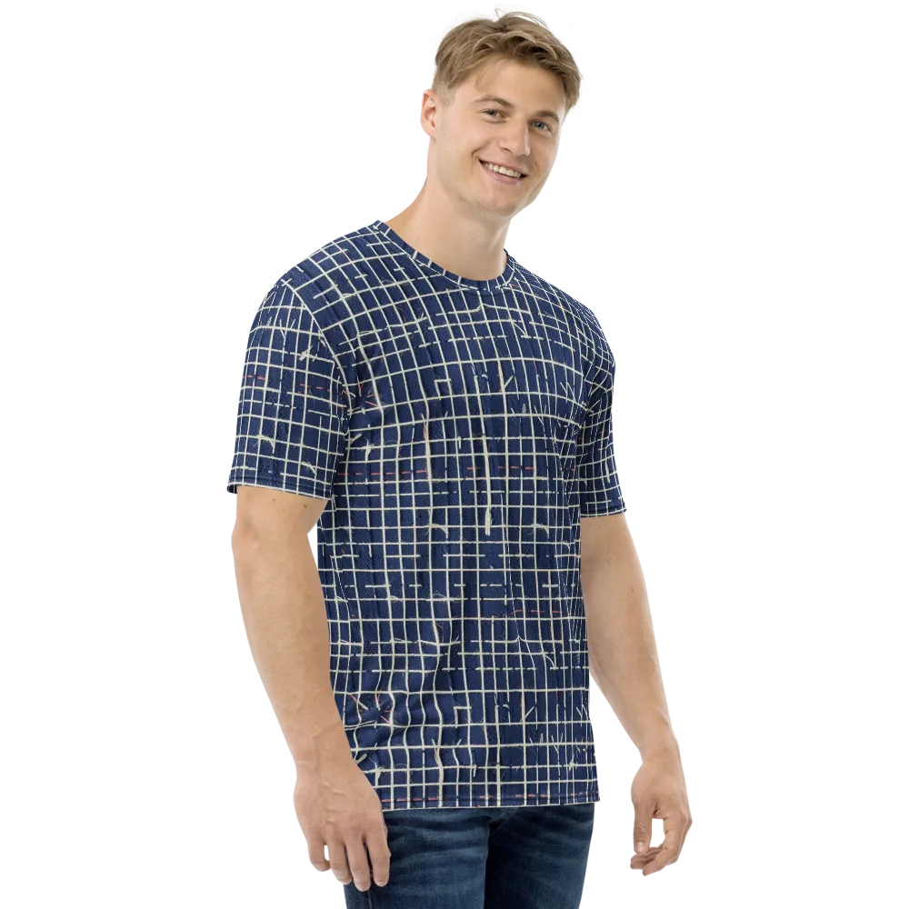 Indigo Threadwork on Men's Crew Neck T-Shirt — Right
