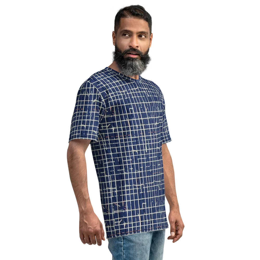 Indigo Threadwork on Men's Crew Neck T-Shirt — Right