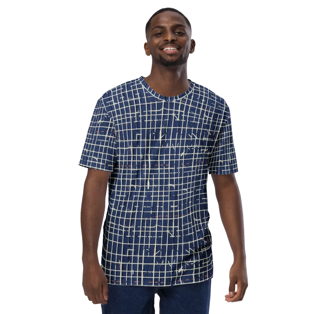 Indigo Threadwork on Men's Crew Neck T-Shirt — Front