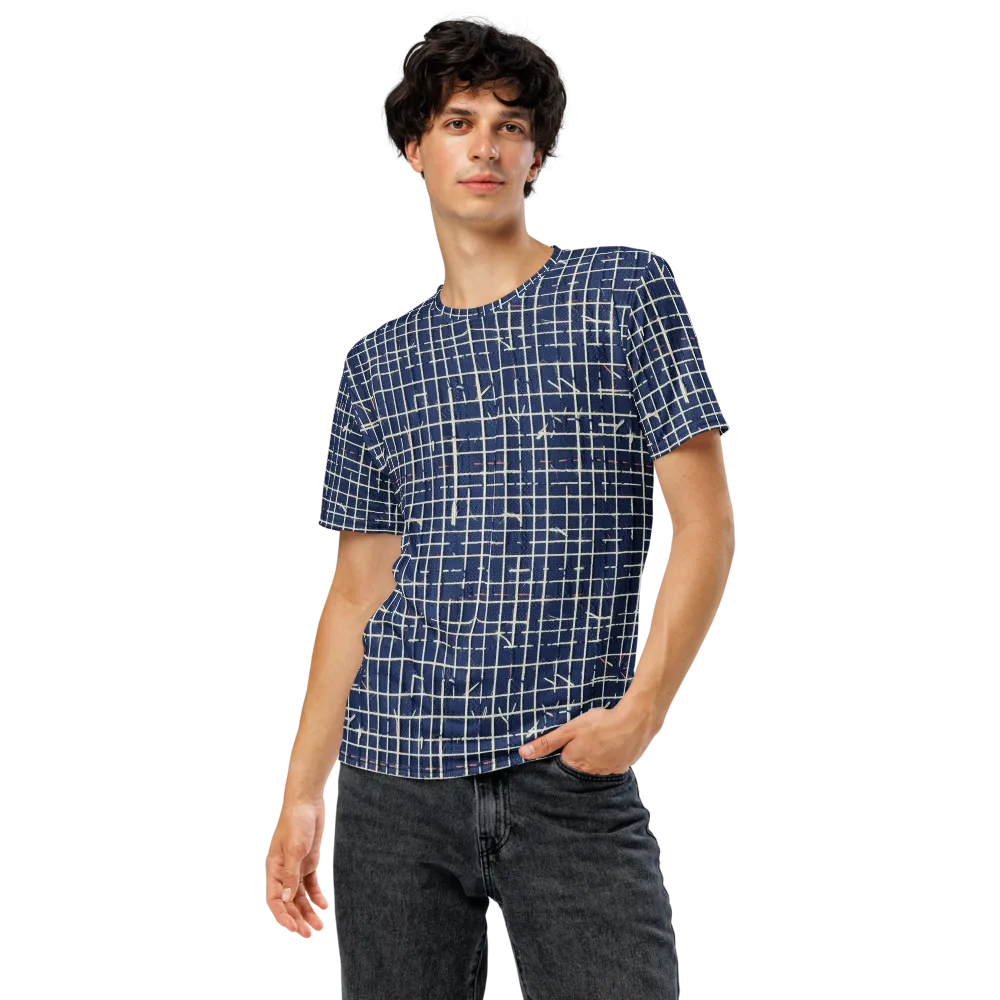 Indigo Threadwork on Men's Crew Neck T-Shirt — Front