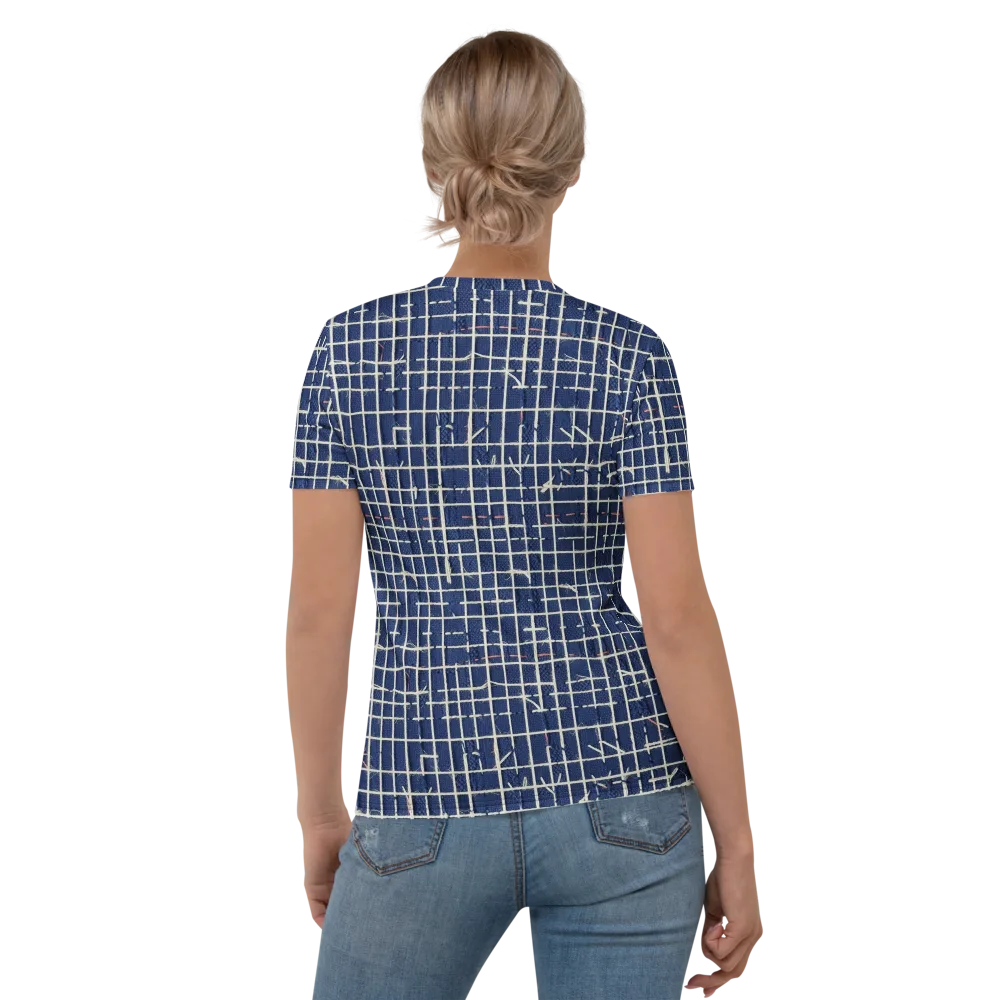 Indigo Threadwork on Women's Crew Neck T-Shirt — Back