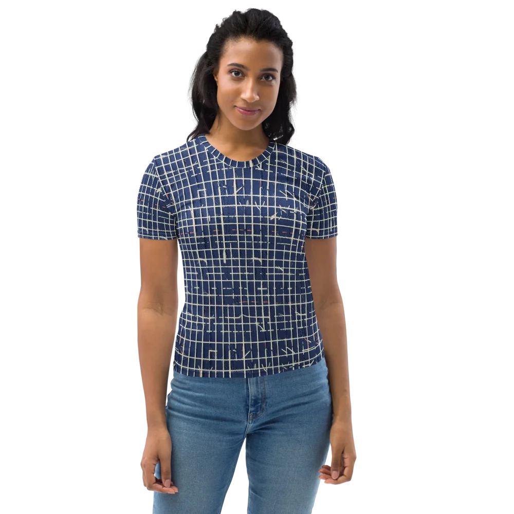 Indigo Threadwork on Women's Crew Neck T-Shirt — Front