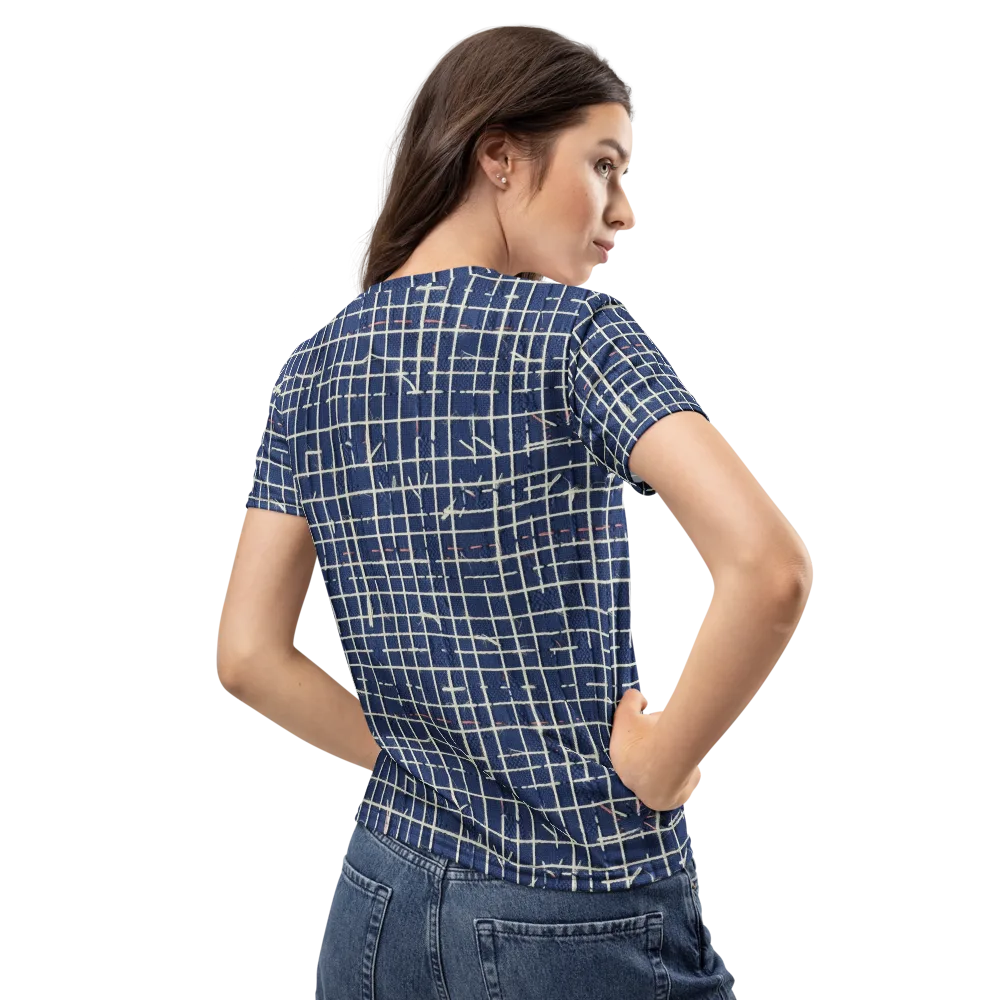 Indigo Threadwork on Women's Crew Neck T-Shirt — Back
