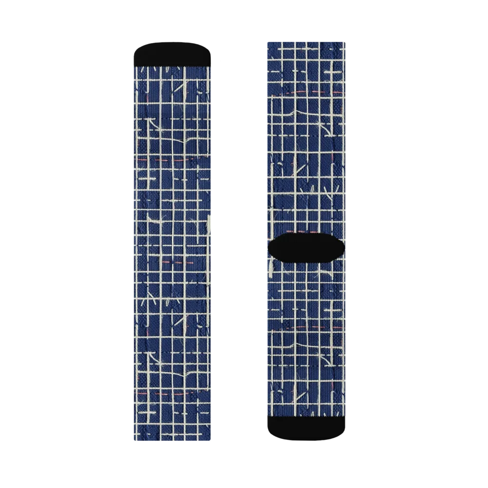 Indigo Threadwork on Socks — Left Sock