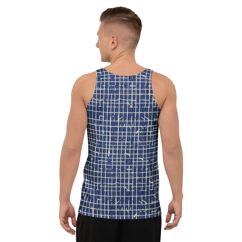 Indigo Threadwork on Men's Tank Top — Back