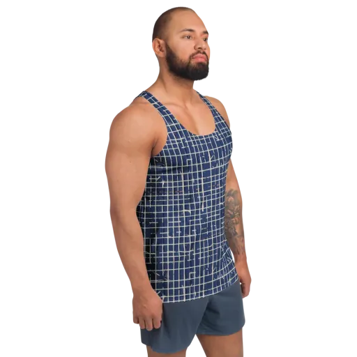 Indigo Threadwork on a Men's Tank Top