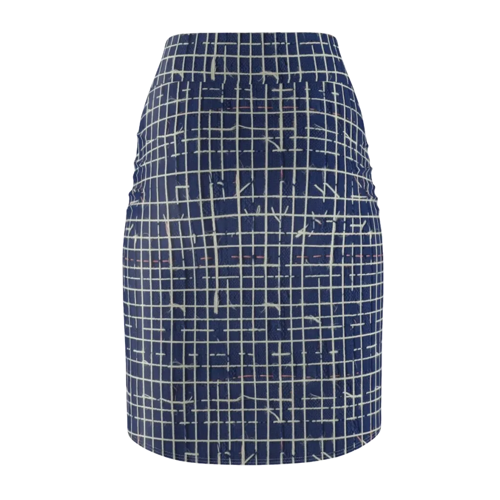 Indigo Threadwork on Pencil Skirt — Back