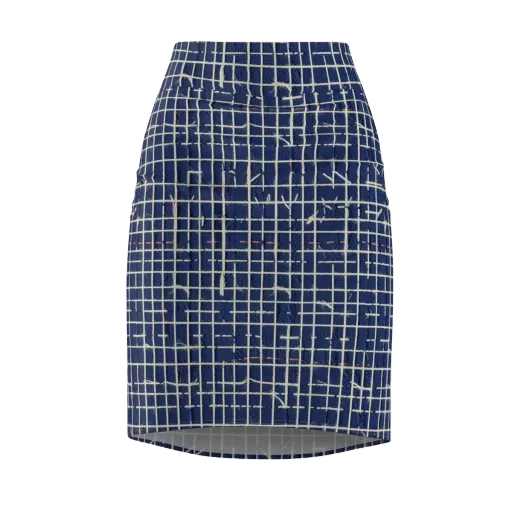 Indigo Threadwork on a Pencil Skirt