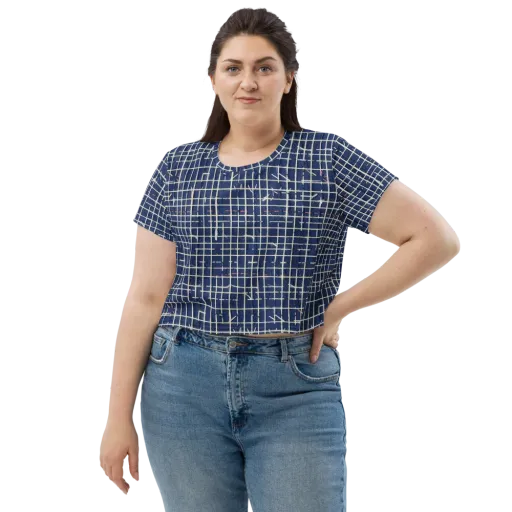 Indigo Threadwork on a Crop Tee