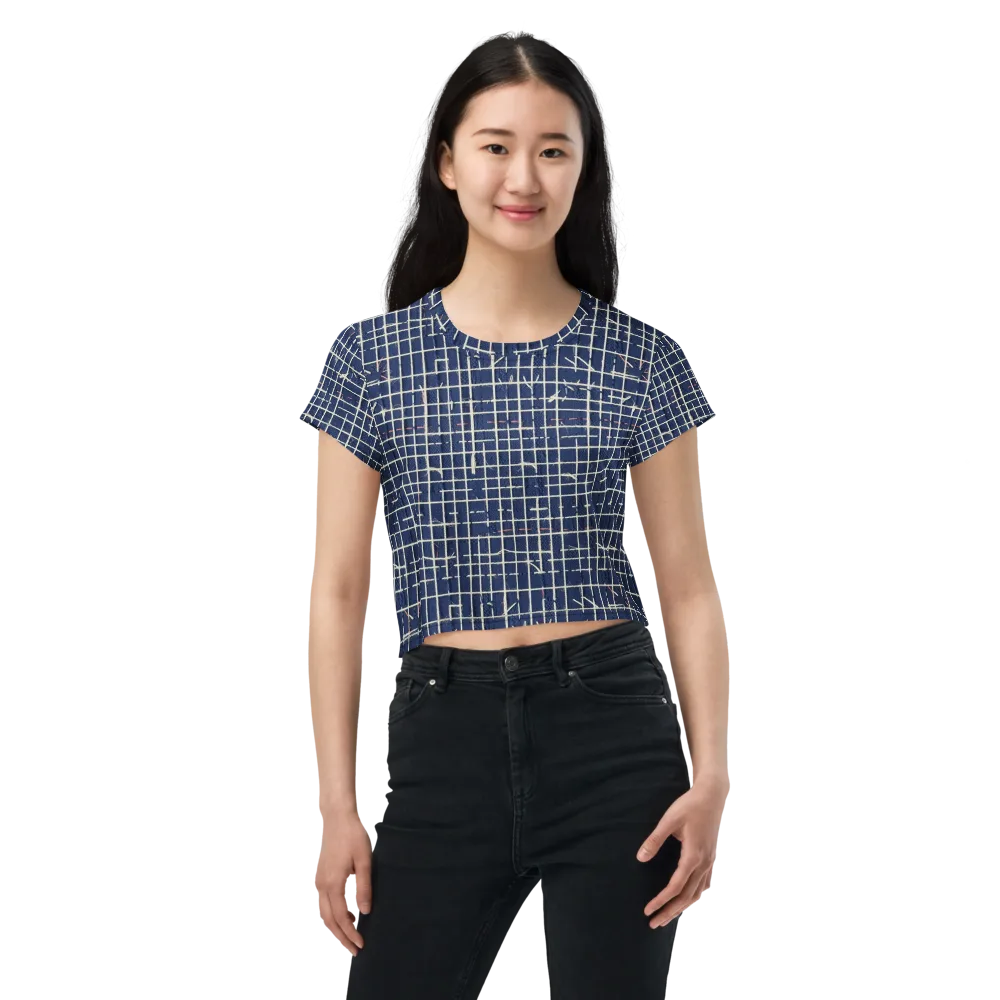Indigo Threadwork on Crop Tee — Front