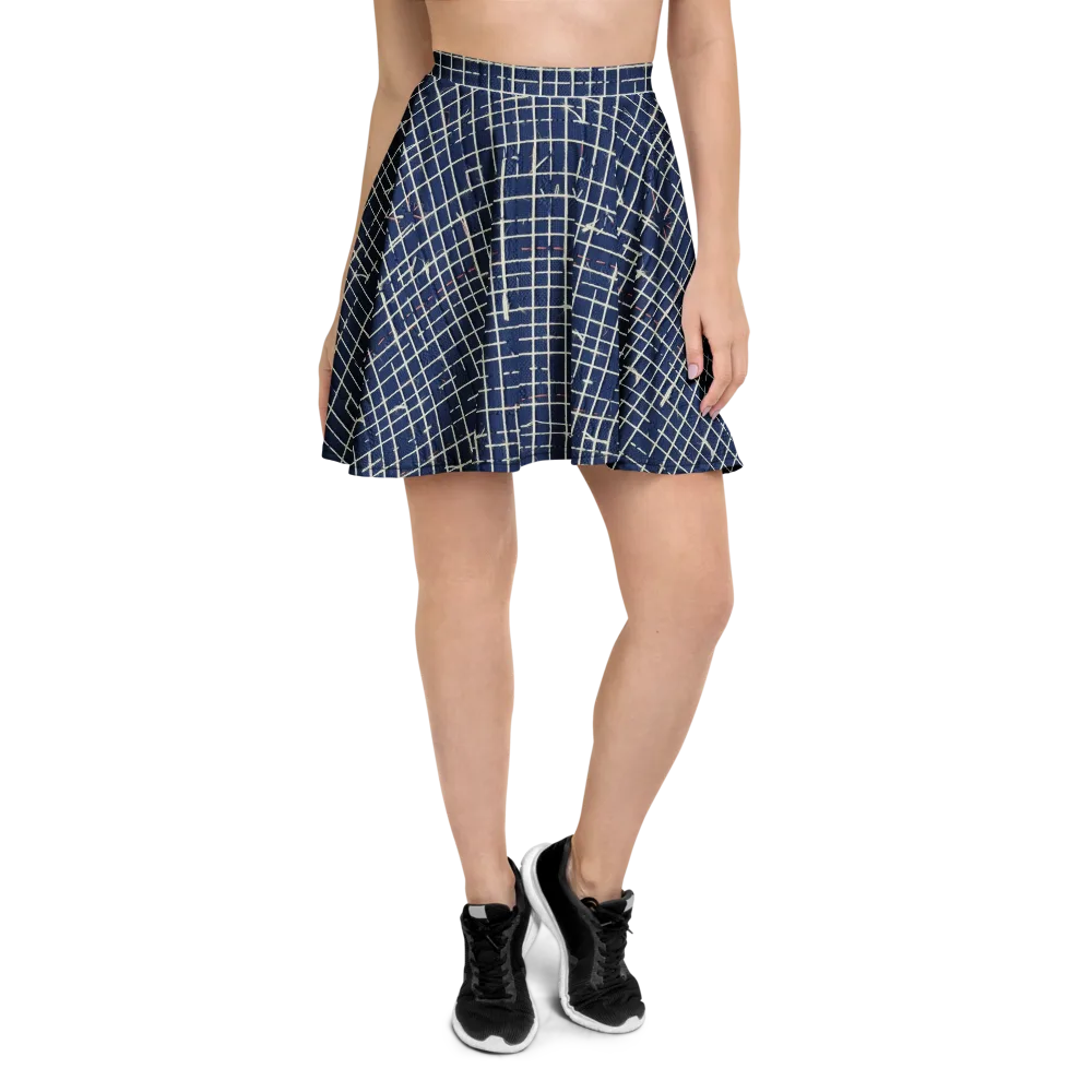 Indigo Threadwork on Skater Skirt — Front