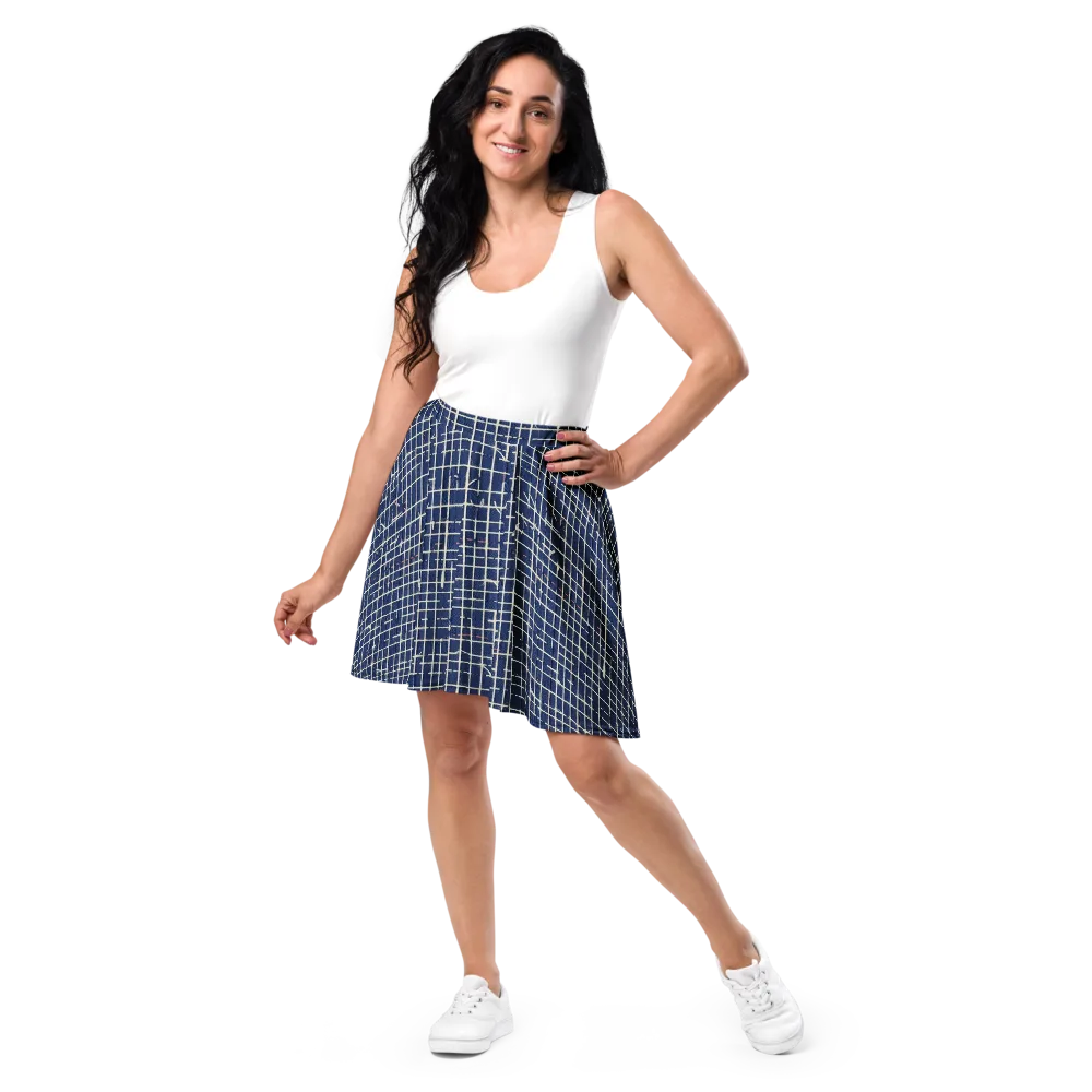 Indigo Threadwork on Skater Skirt — Front