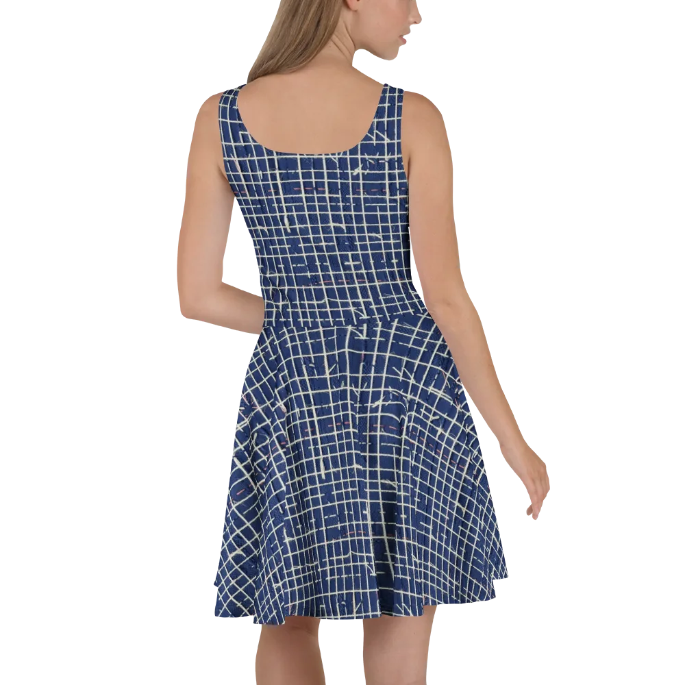 Indigo Threadwork on Skater Dress — Back