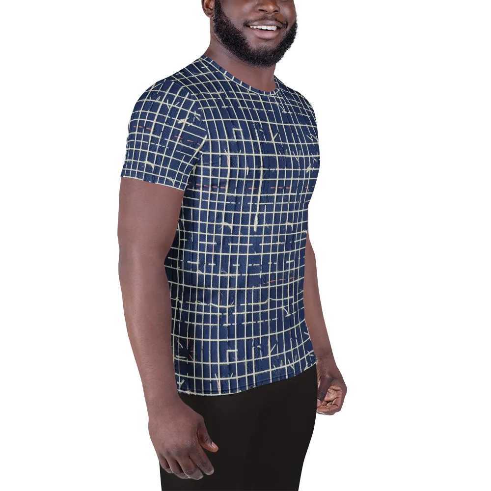 Indigo Threadwork on Men's Athletic T-Shirt — Right