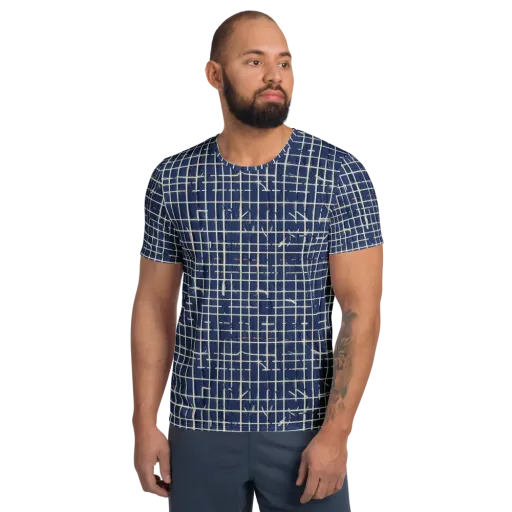 Indigo Threadwork on a Men's Athletic T-Shirt