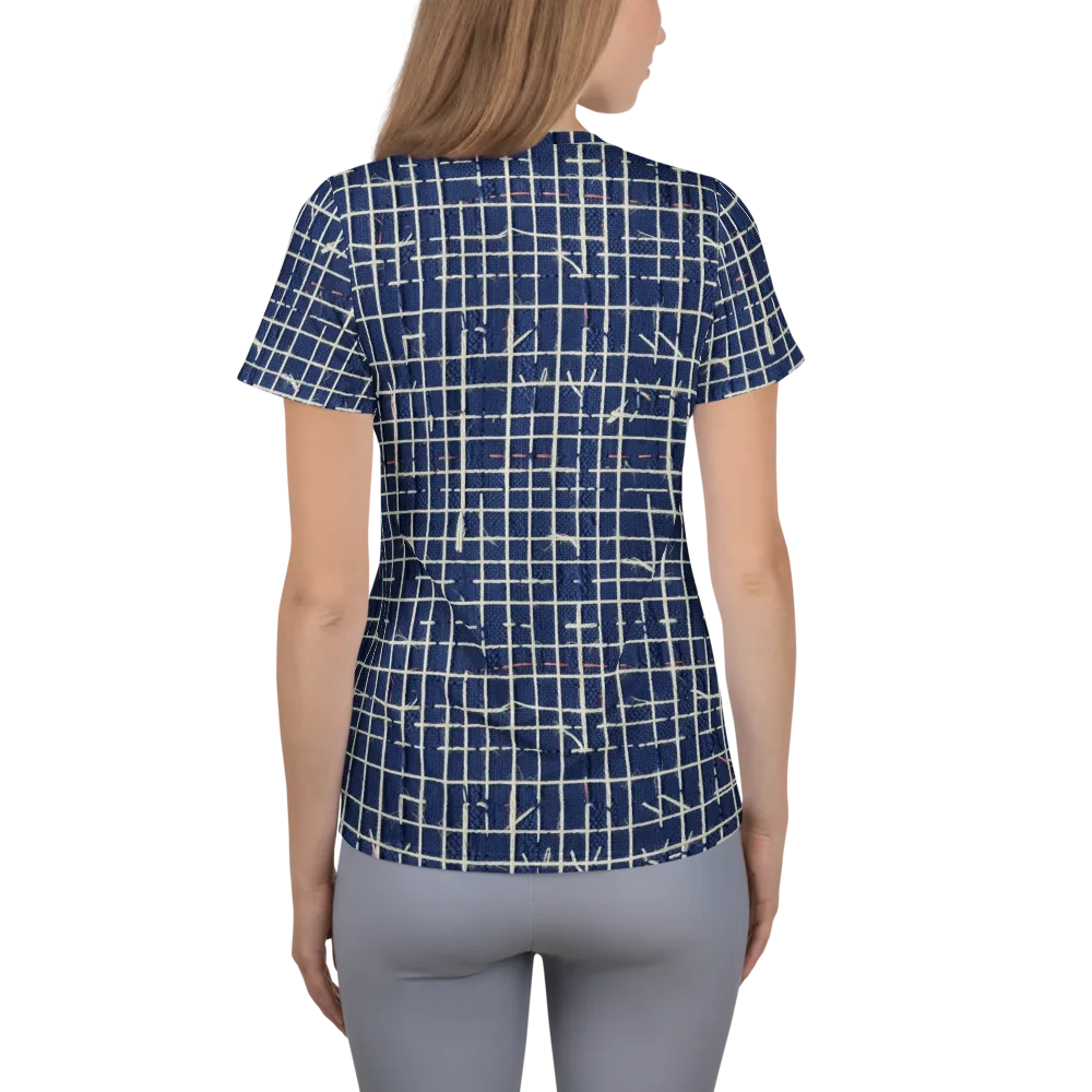 Indigo Threadwork on Women's Athletic T-Shirt — Back