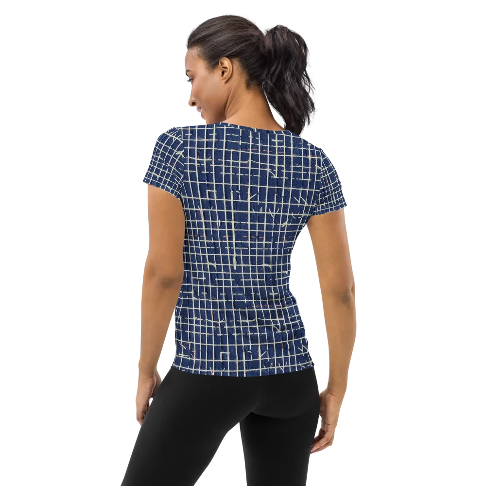 Indigo Threadwork on Women's Athletic T-Shirt — Back