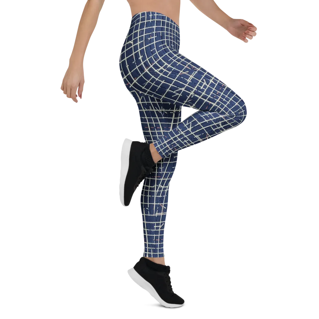 Indigo Threadwork on Leggings — Right