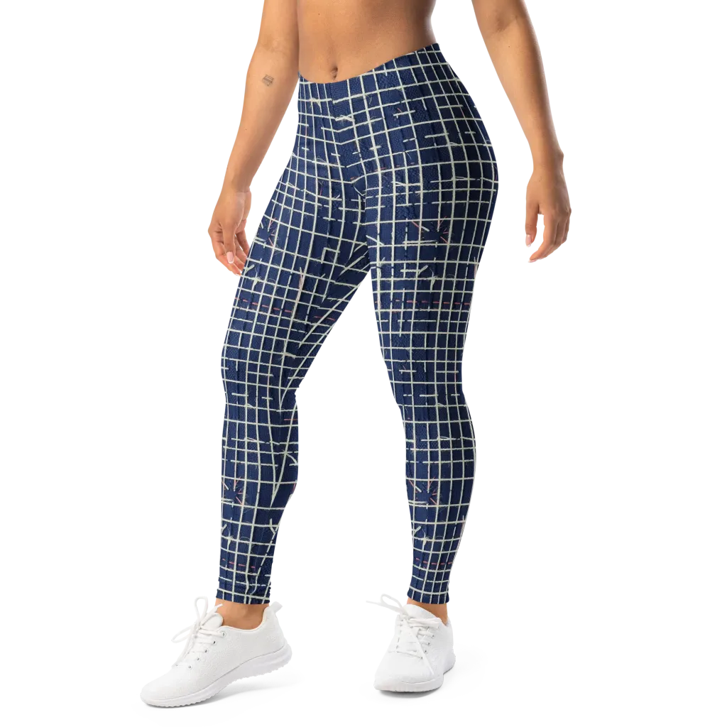 Indigo Threadwork on Leggings — Left Front